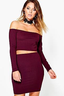 Boohoo Laila Lace Choker Crop And Mini Skirt Co-ord