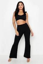 Boohoo Tie Detail Top & Flared Trouser Co-ord