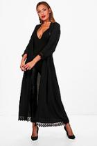 Boohoo Rebecca Lace Trim Belted Duster