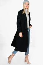 Boohoo Grace Shawl Collar Wool Coat Black