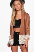 Boohoo Louise Suedette Lace Trim Jacket