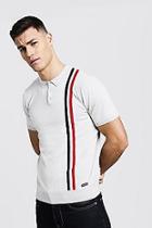 Boohoo Muscle Fit Knitted Polo With Stripe Detail