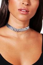 Boohoo Metallic Faux Snake Choker