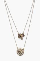 Boohoo Rose And Coin Necklace