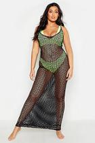 Boohoo Plus Open Mesh Cami Maxi Dress