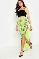 Boohoo Tall Neon Snake Ruched Maxi Skirt