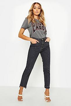 Boohoo High Rise Seam Detail Mom Jean