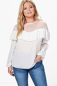 Boohoo Plus Connie Ruffle Detail Top