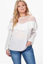 Boohoo Plus Connie Ruffle Detail Top