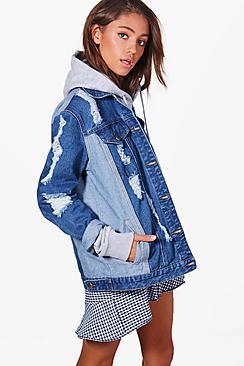 Boohoo Jodie Contrast Oversize Denim Jacket