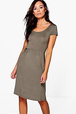 Boohoo Jersey Cap Sleeve Skater Dress