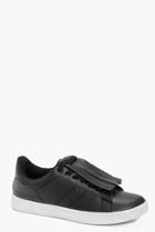 Boohoo Kate Fringe Front Lace Up Trainer Black