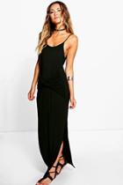 Boohoo Lucy Strappy Knot Front Maxi Dress Black