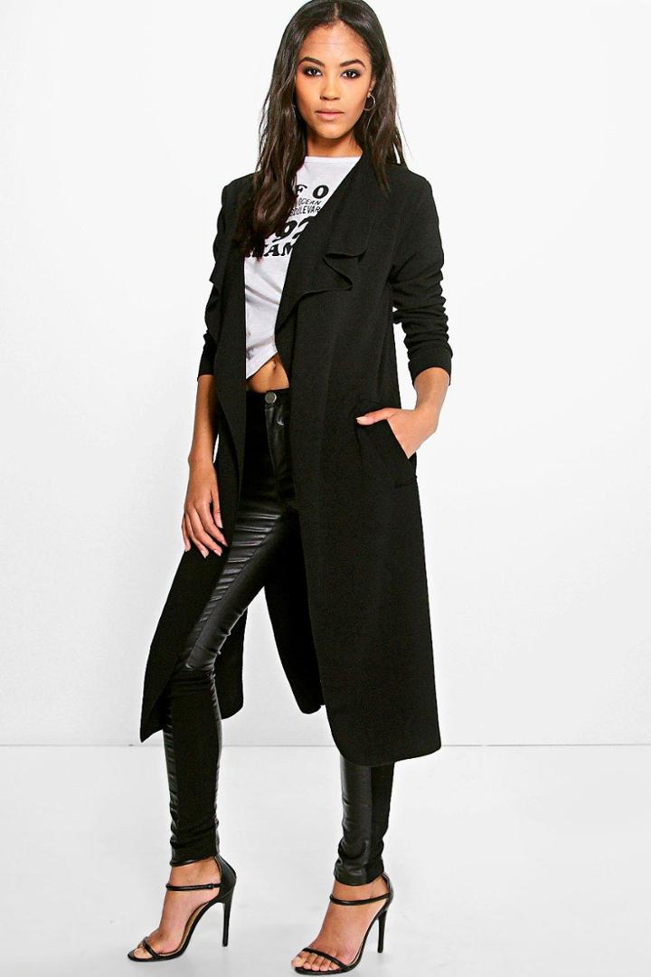 Boohoo Kylie Side Split Duster Black