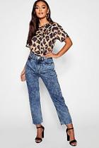 Boohoo Petite Blue/ Grey Wash Straight Leg Jeans