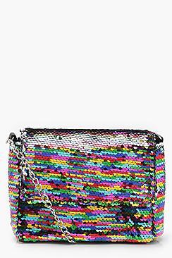 Boohoo Ruby Rainbow Sequin Structured Cross Body