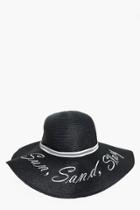 Boohoo Lola Sun Sand Slay Straw Hat Black
