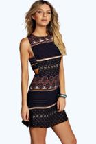 Boohoo Layla Tabbard Side Skater Dress Navy