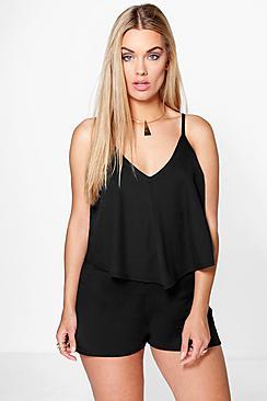 Boohoo Plus Stephanie Double Layer Playsuit