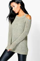 Boohoo Anna Cold Shoulder Jumper Moss