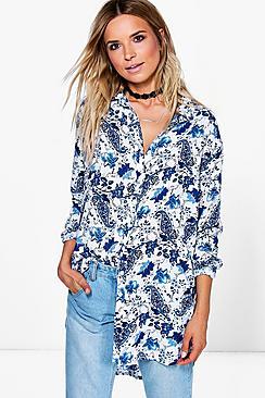 Boohoo Maya Paisley Printed Oversized Shirt