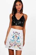 Boohoo Annalie Embroidered Woven A Line Skirt