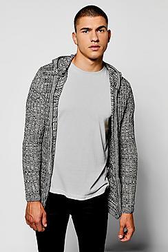 Boohoo Black Twisted Knit Hooded Cardigan