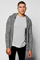 Boohoo Black Twisted Knit Hooded Cardigan