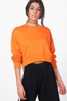 Boohoo Harriet Oversized Slouchy Crop Sweatshirt Orange