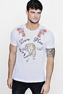 Boohoo Live Free Tiger Print Crew Neck T-shirt