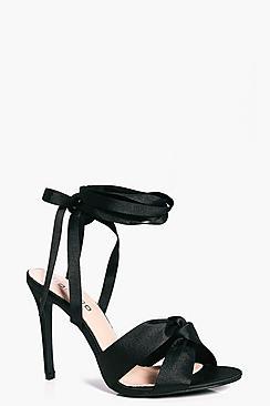 Boohoo Emma Knot Front Wrap Strap Sandals