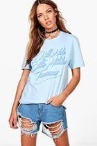 Boohoo Ella Sequin Slogan T-shirt