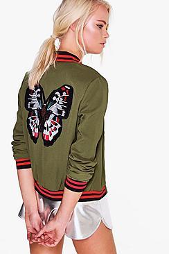 Boohoo Penny Rib Detail Sporty Bomber Jacket