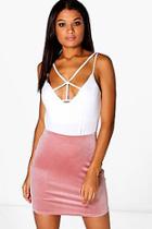 Boohoo Sofie Velvet Mini Skirt