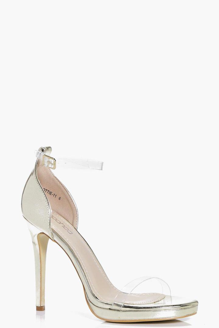 Boohoo Ivy Clear Band Platform Two Part Gold