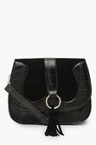 Boohoo Ring & Tassel Croc Cross Body Bag