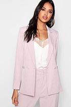 Boohoo Izzie Stripe Double Breasted Tailored Suit Blazer