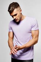 Boohoo Crew Neck T-shirt With Rolled Sleeve Lilac