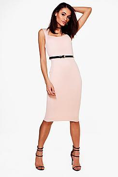 Boohoo Victoria Tailored Belted Midi Dress