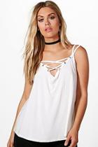 Boohoo Plus Charis Lace Up Detail Strappy Cami