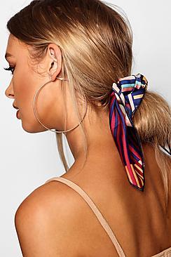 Boohoo Colourblock Stripe Scarf Hair Tie