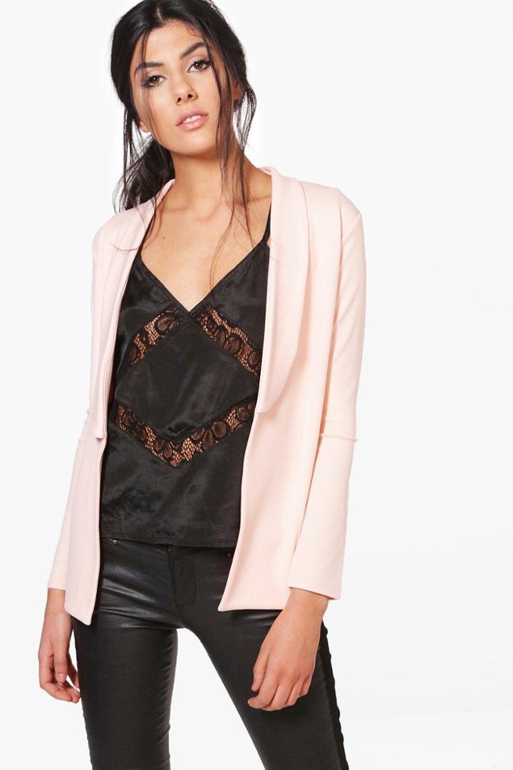 Boohoo Melissa Collared Blazer Nude