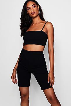 Boohoo Tall Lilly Crop + Cycling Shorts Co-ord