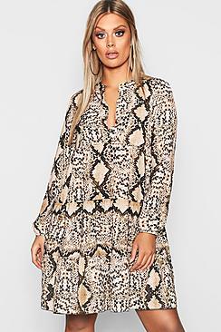 Boohoo Plus Snake Smock Dress