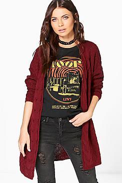 Boohoo Lydia Cable Edge Boyfriend Cardigan