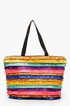 Boohoo Olivia Multi Colour Fringe Beach Bag