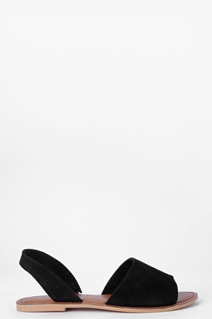 Boohoo Boutique Mia 2 Part Peeptoe Suede Sandal Black