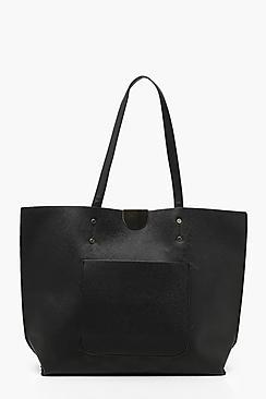 Boohoo Large Crosshatch Pocket Tote