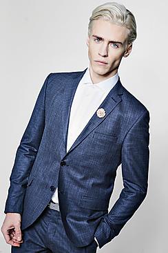 Boohoo Textured Skinny Fit Suit Jacket