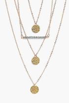 Boohoo Alex Bead Triple Coin Layered Necklace